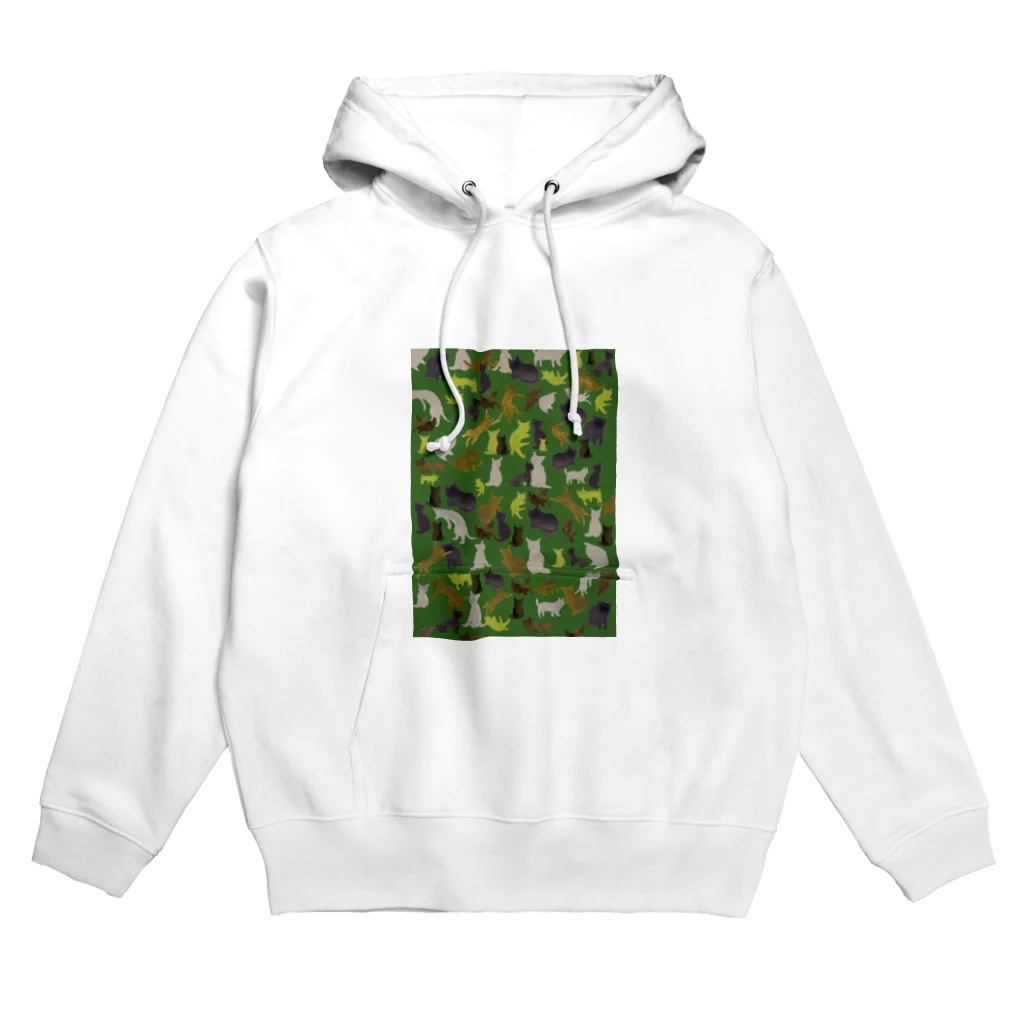 WAMI ARTの猫迷彩緑 Hoodie