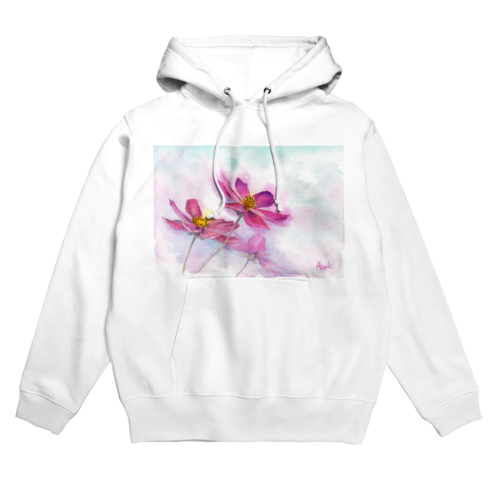 あかり花鳥風月のコスモス「どこまでも」透明水彩お花プリント Hoodie