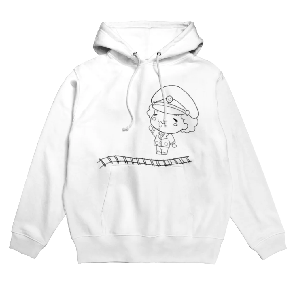 ぱんちくん☆ショップの車掌のほんわかぱんちくん(モノクロ) Hoodie