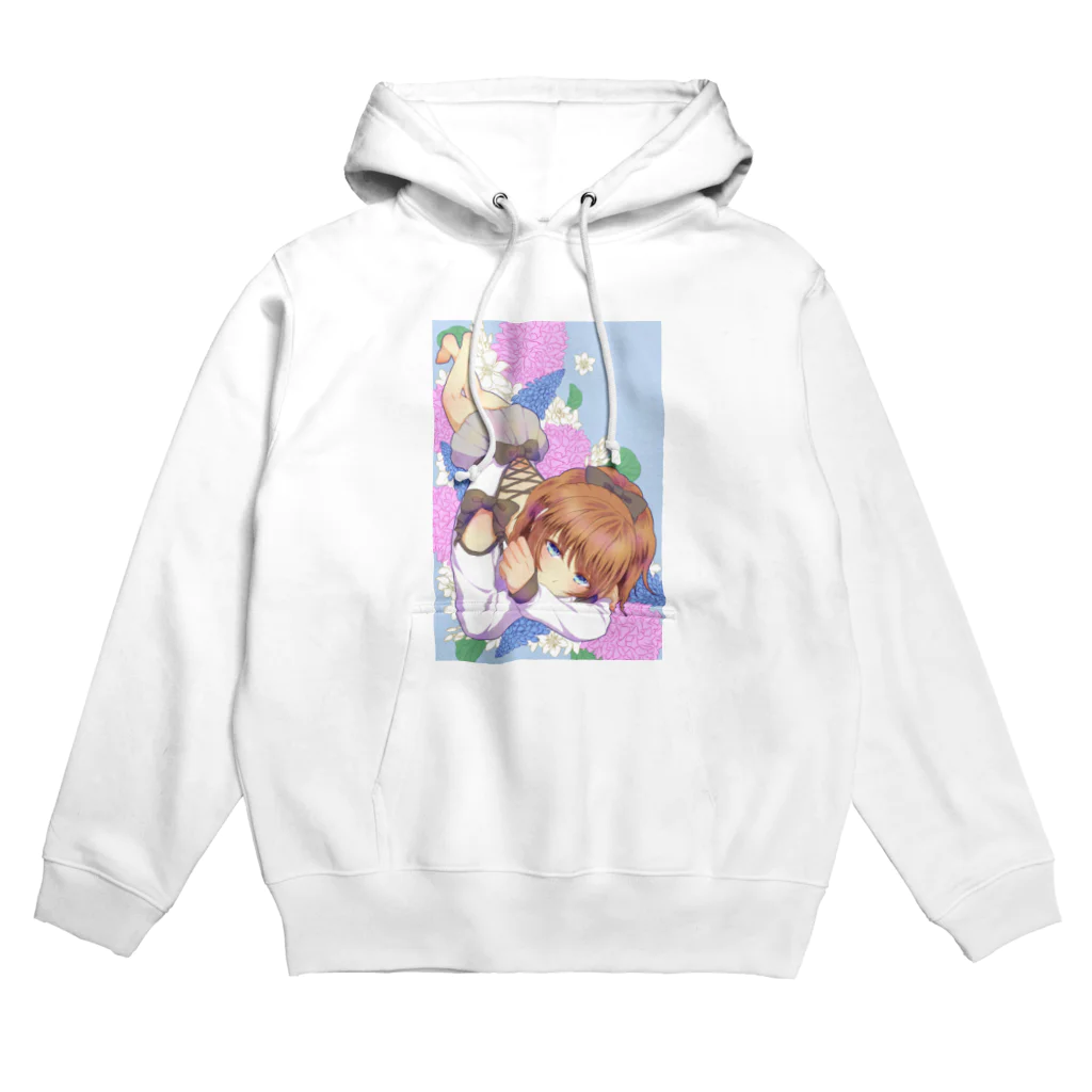 花信風のお店の青い花と女の子 Hoodie