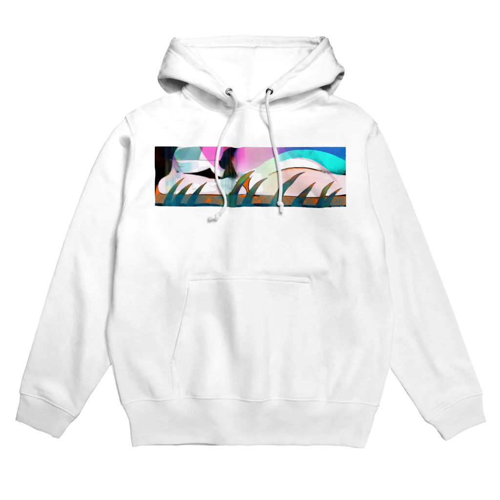 ルミナスピンクのシャワーカーテンのよこたわる Hoodie