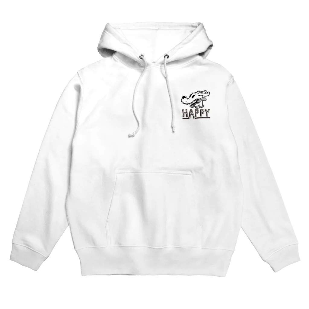 nidan-illustrationのhappy dog -ENJOY- (black ink) Hoodie