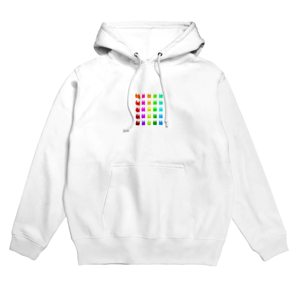 ３５８/Mitsuba SUZURI店のD.360°うさぎ（レインボー） Hoodie