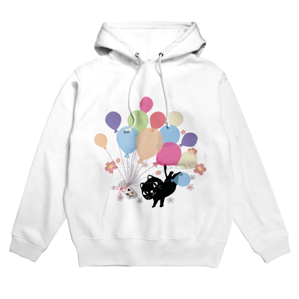 イラスト MONYAAT のくろねこの風船の種*A Hoodie