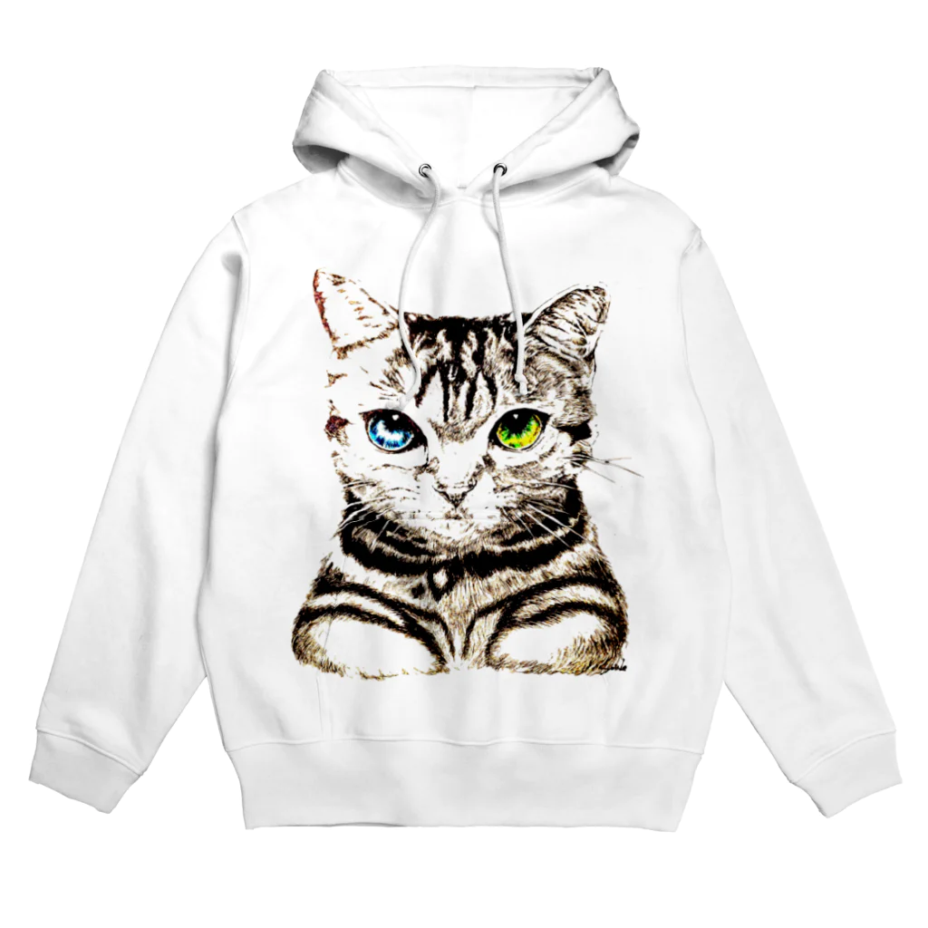 そいねアートのオッドアイキャット Hoodie