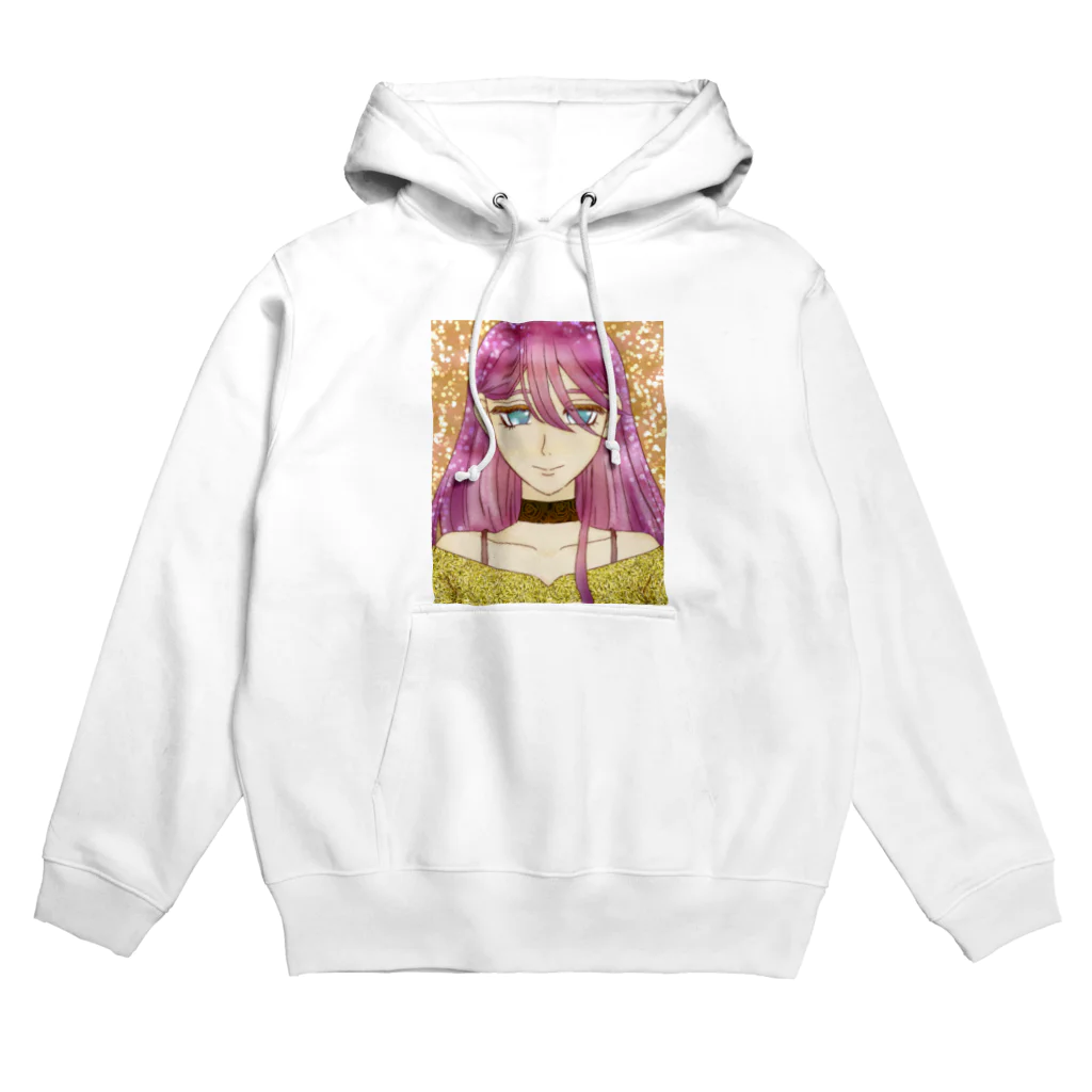 ガールズルームのピンク髪の女性 Hoodie