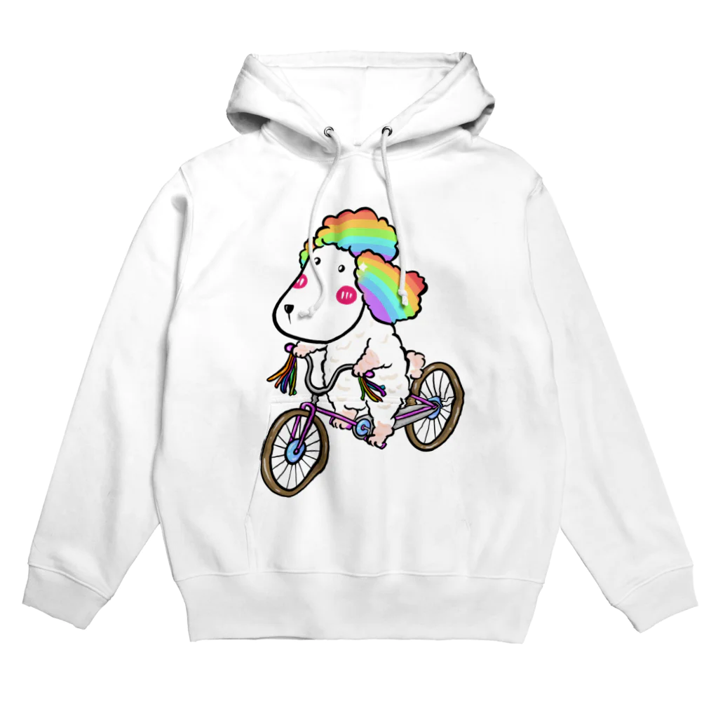 PoodleGag -  面白いプードルの自転車に乗ったレインボープードル犬 Hoodie