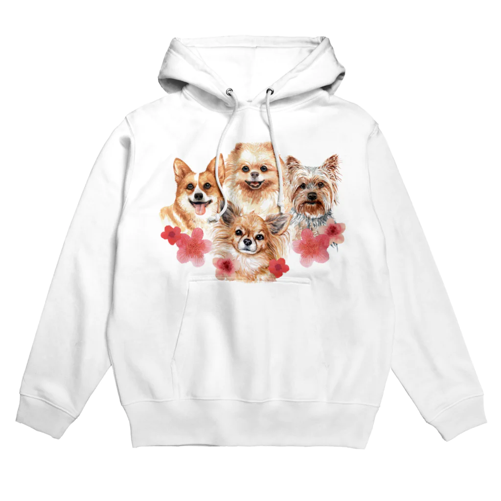 SANKAKU DESIGN STOREのお花の似合う小さい犬たち。 Hoodie