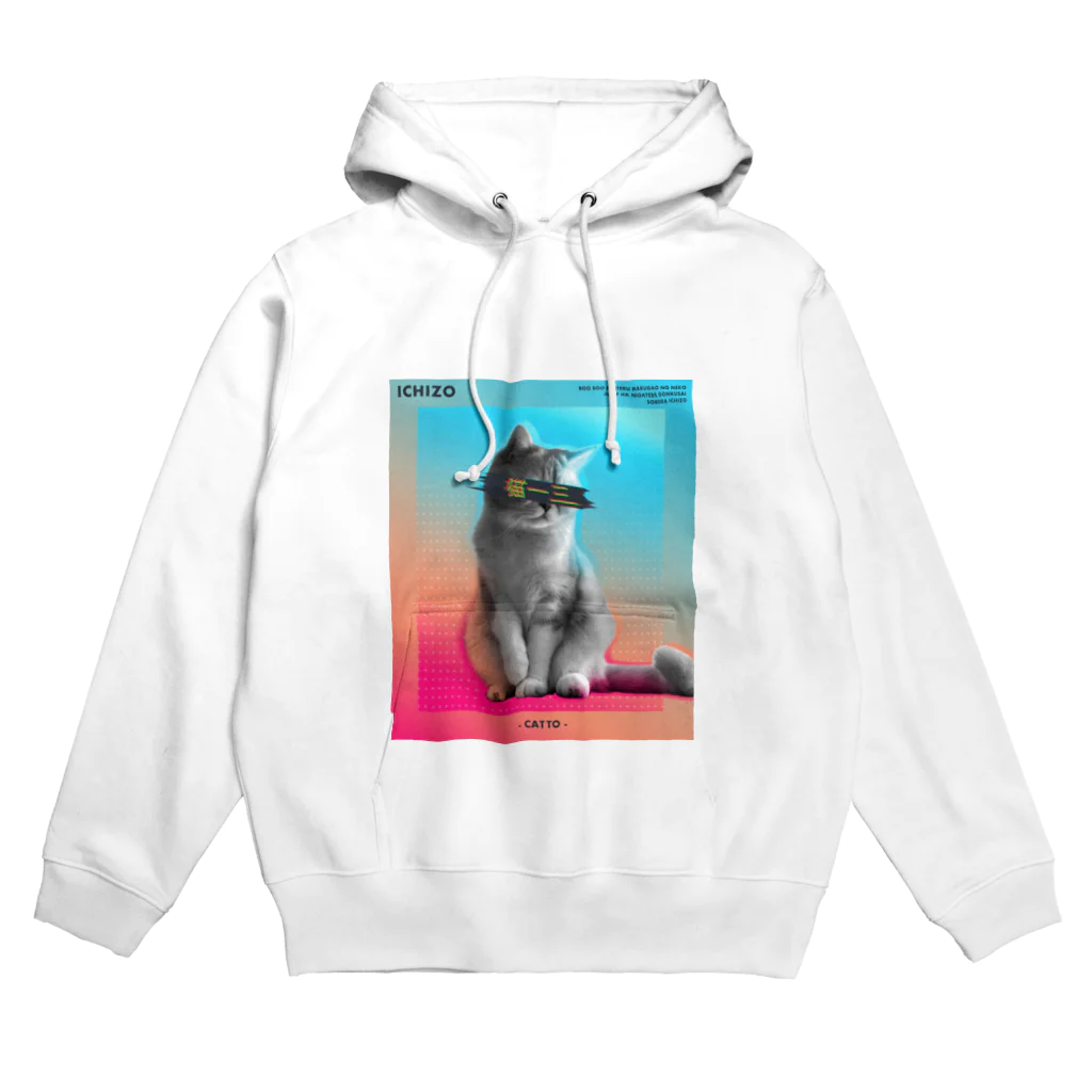 猫ICHIZO公式グッズの目線猫一三 Hoodie