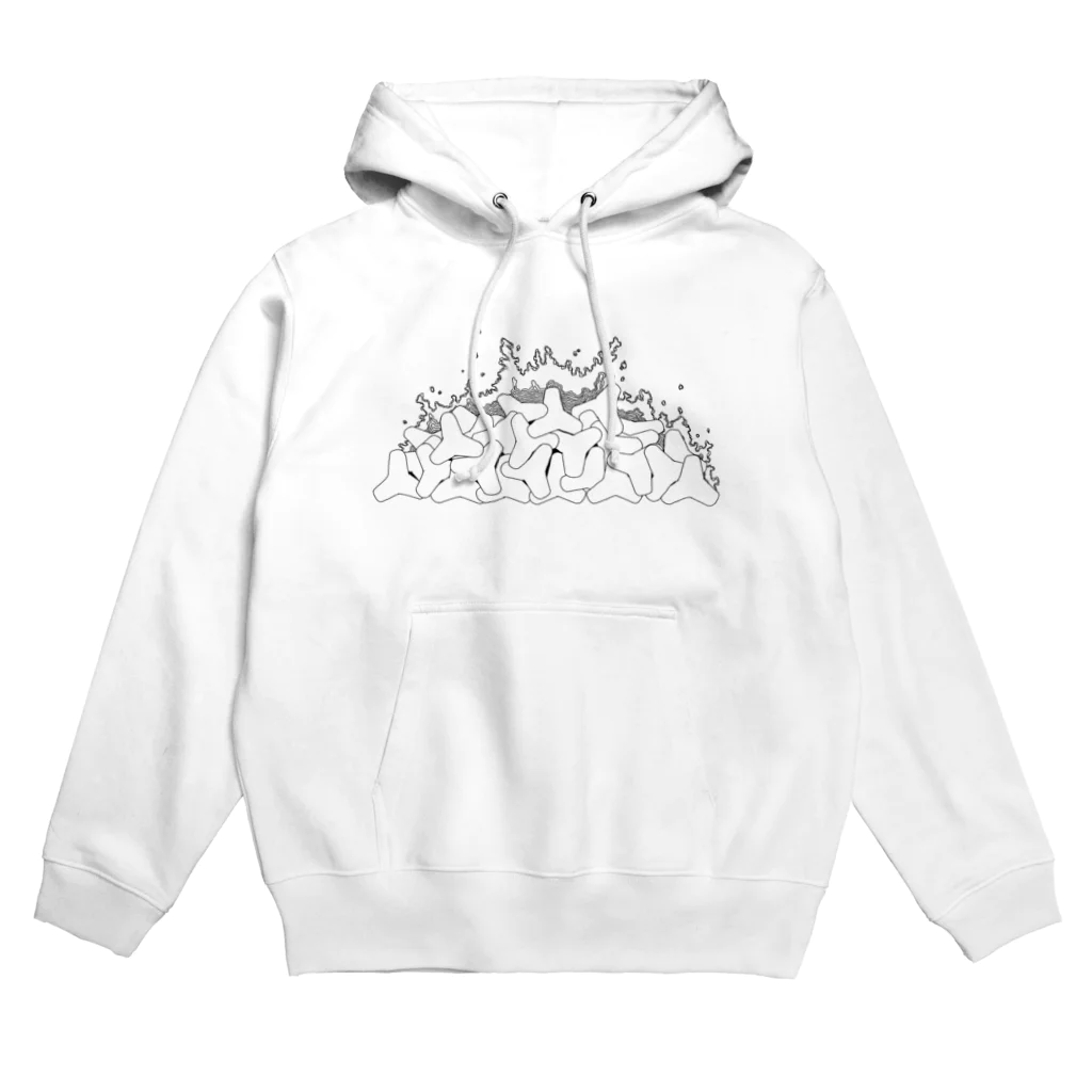 ふとんにおぼれるの心の波消しブロック Hoodie