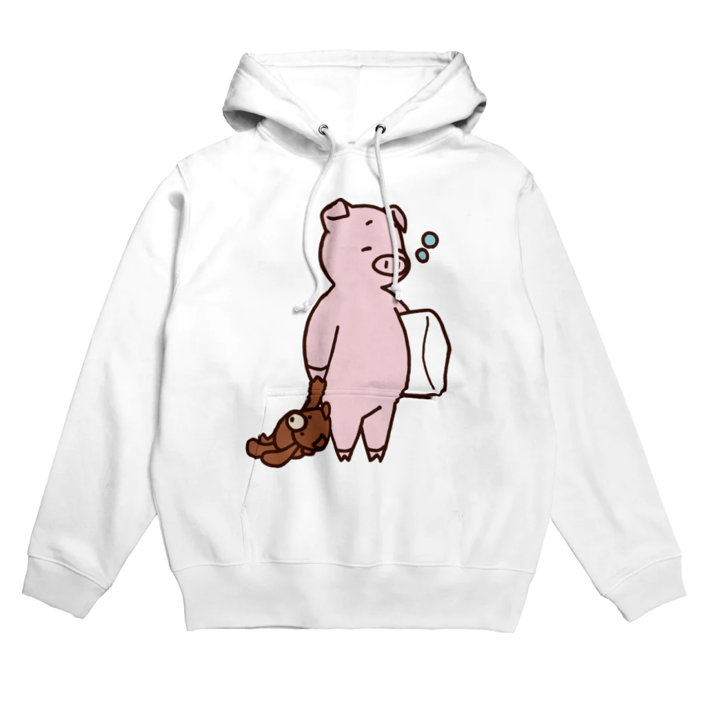 ichomaeのそろそろ寝るブタ(カラー) Hoodie