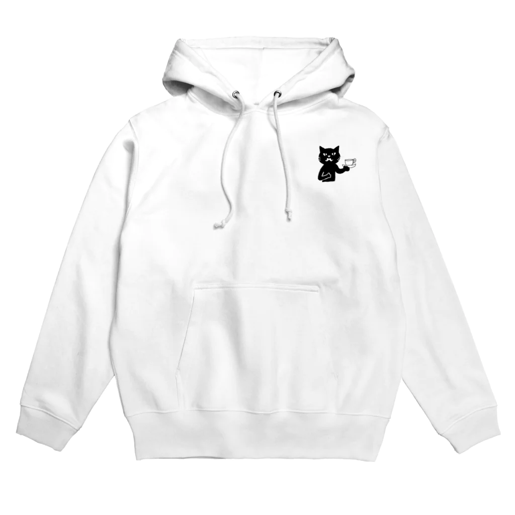 Blanc.P(ぶらんぴー)の店の喫茶・髭猫ロゴマーク① Hoodie