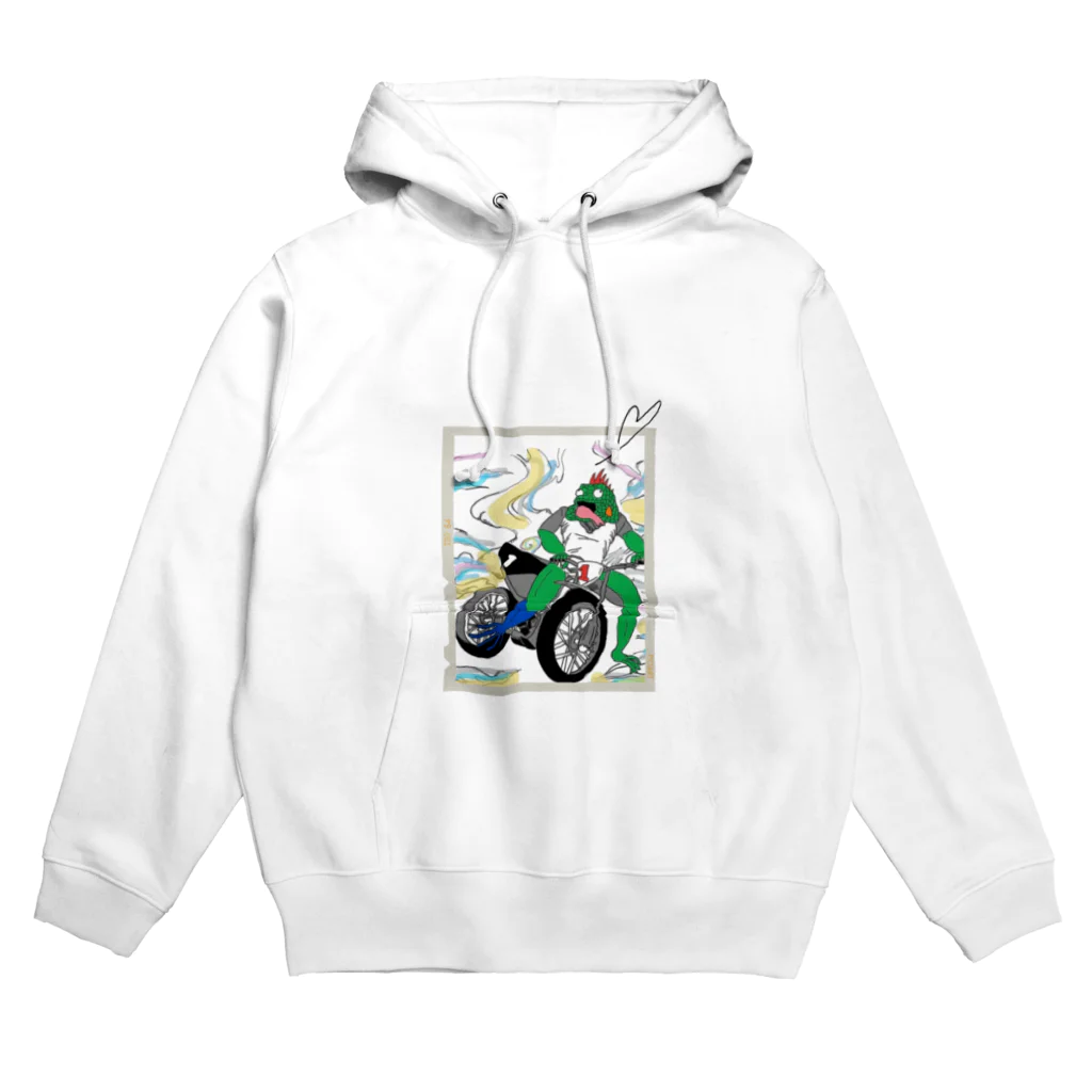 オリジナリティ強めのイグアナバイクくん Hoodie