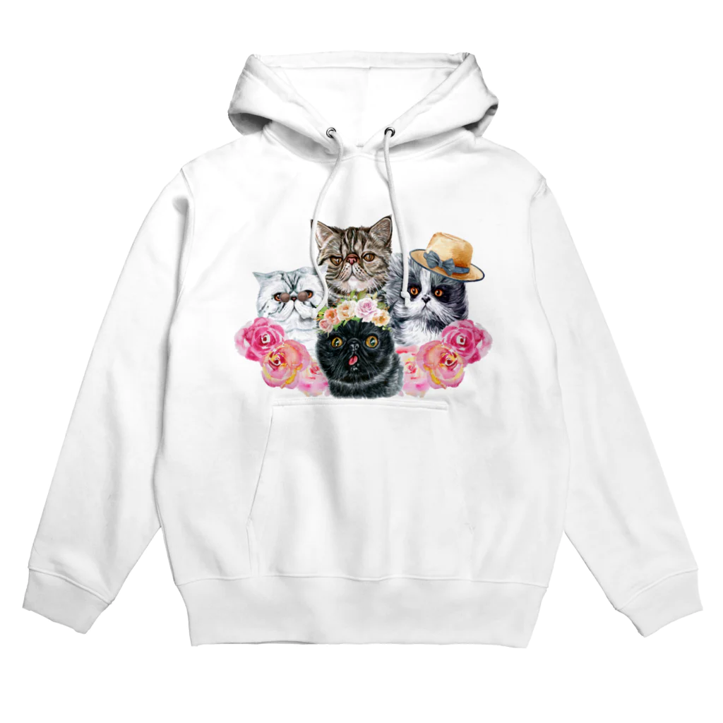 SANKAKU DESIGN STOREの仲良し！ぺちゃかわ猫ちゃんたちのバカンス。 Hoodie