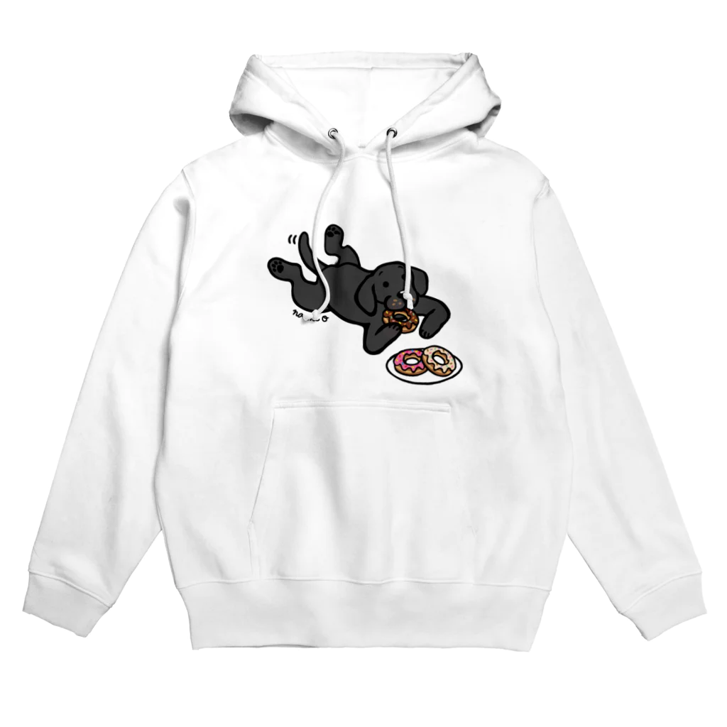 ハッピー・ラブラドールズのドーナツをつまむブラックラブラドール Hoodie