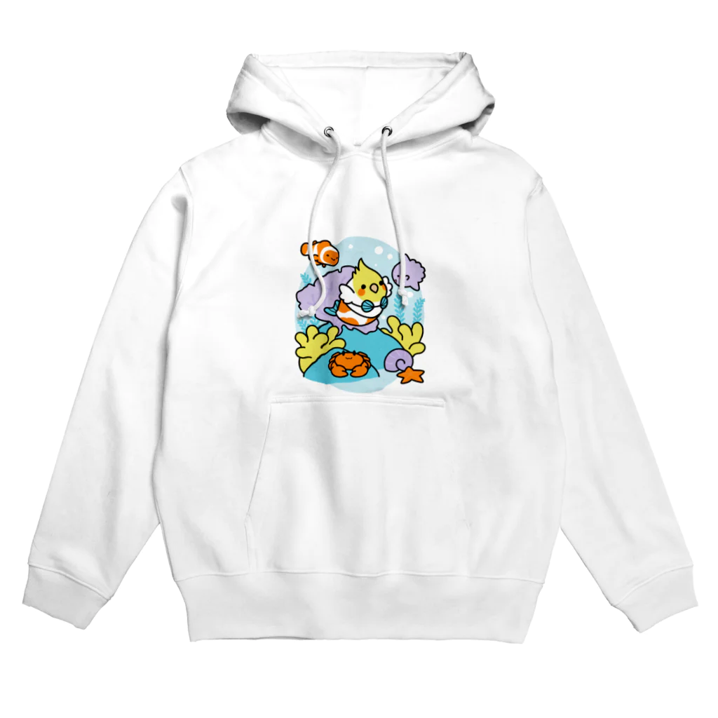 Cody the LovebirdのChubby Bird サンゴ礁を守ろう！　オカメインコと海のお友達 Hoodie