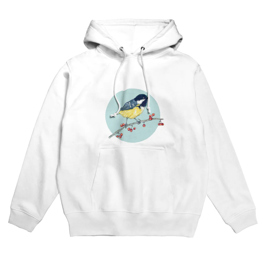 Nellyhime のアートのベリーと鳥 (Great Tit) Hoodie