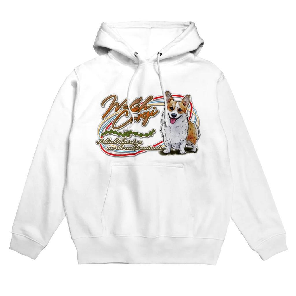 オリジナル工房プリントンのウェルシュコーギー 前面プリント＜淡色＞ Hoodie