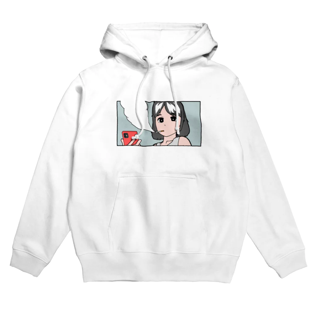 かわかわああのタバコとスマホと女 Hoodie