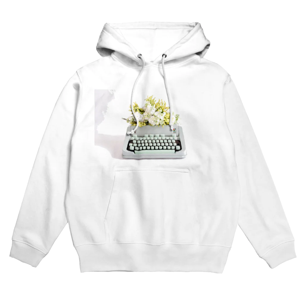  Suzuridesignのタイプライターに白い花と緑を添えて。 Hoodie