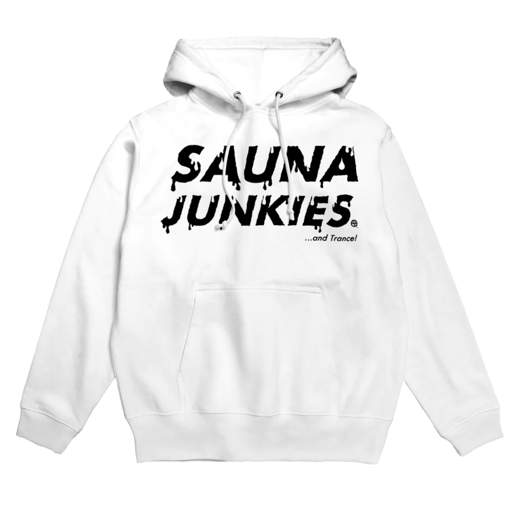 SAUNA JUNKIES | サウナジャンキーズのメルティー・ロゴ（黒プリント) Hoodie