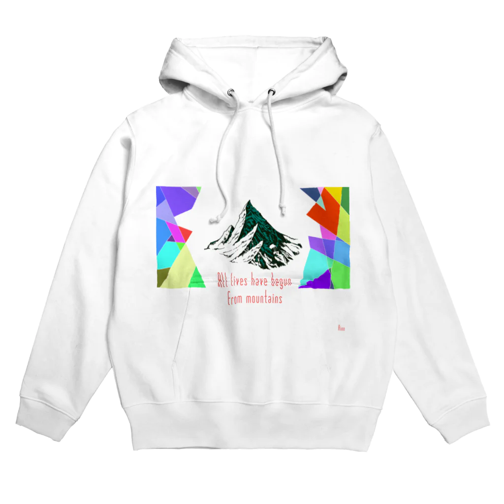 モロヘイ屋のAll lives have begun from mountains Hoodie