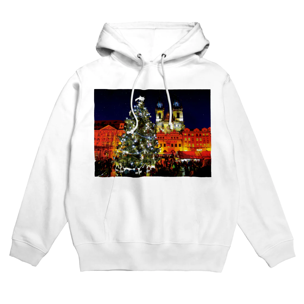 GALLERY misutawoのプラハ 夜のクリスマスツリーとティーン教会 Hoodie