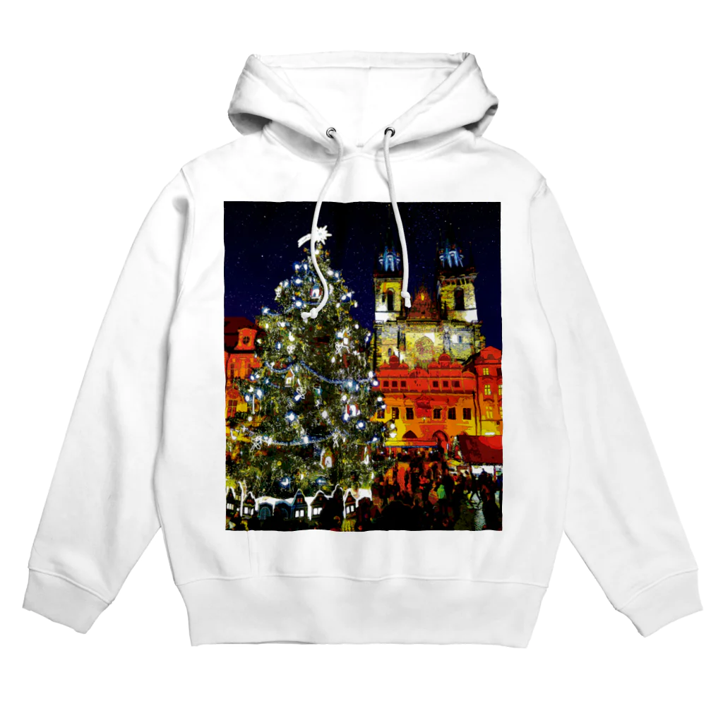 GALLERY misutawoのプラハ 夜のクリスマスツリーとティーン教会 Hoodie