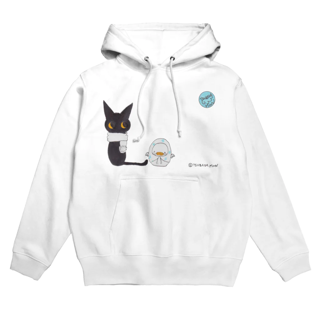 tsubasamoonの天使のひよこちゃんと黒猫ムーン （もこもこ） Hoodie