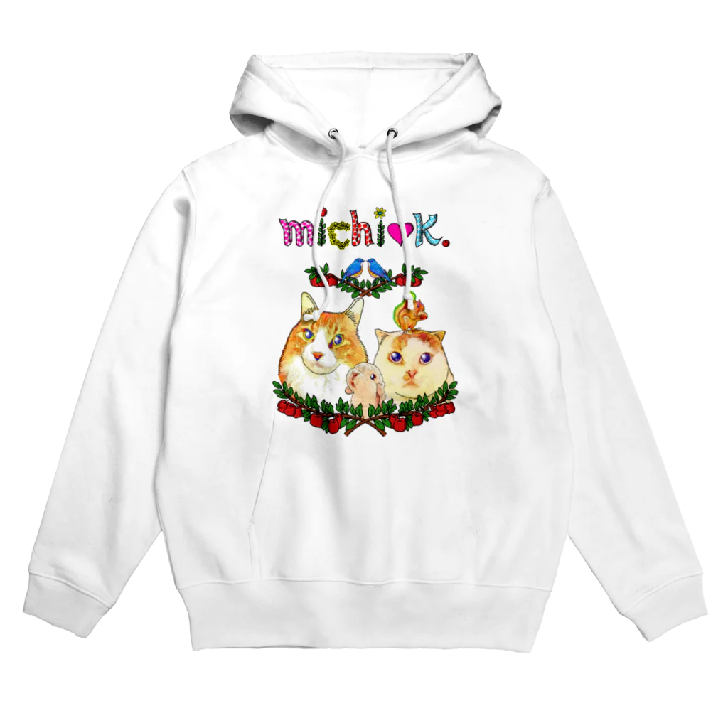 michi♡K  ミチケーファッションブランドの#3 ハート君＆ふく君〜森の仲間編〜おとぎの国のネコ Hoodie