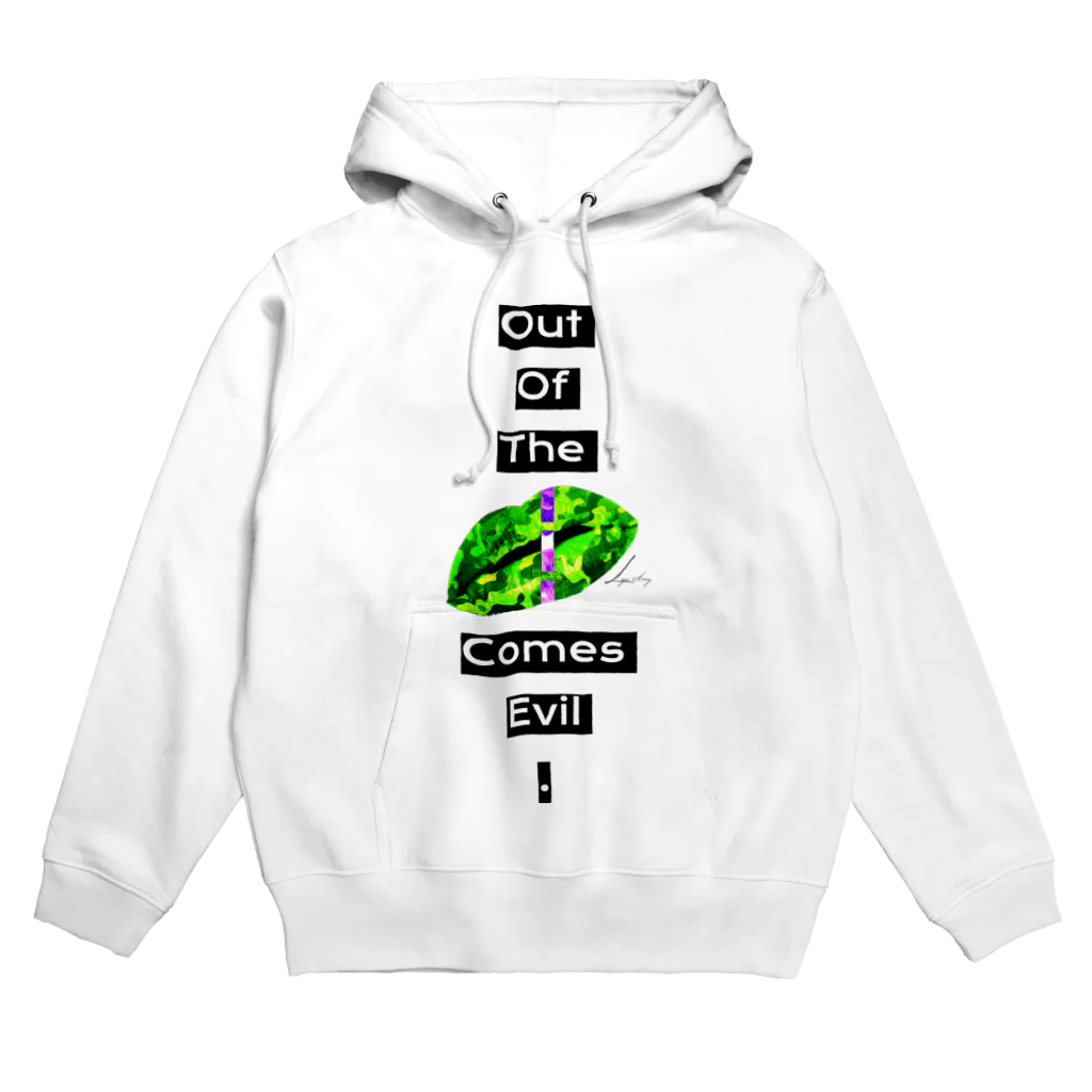 LIPSARMYのOut Of The Mouth Comes evil. white3 Hoodie