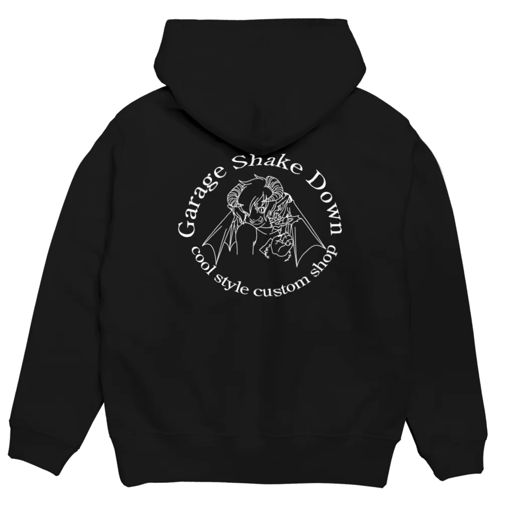 ガレージシェイクダウンのSD鬼っ子ホワイト文字 Hoodie:back