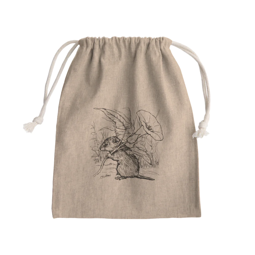 Mika ＠hammytouchの40G_ ヒルガオ（ハタネズミ）  Mini Drawstring Bag