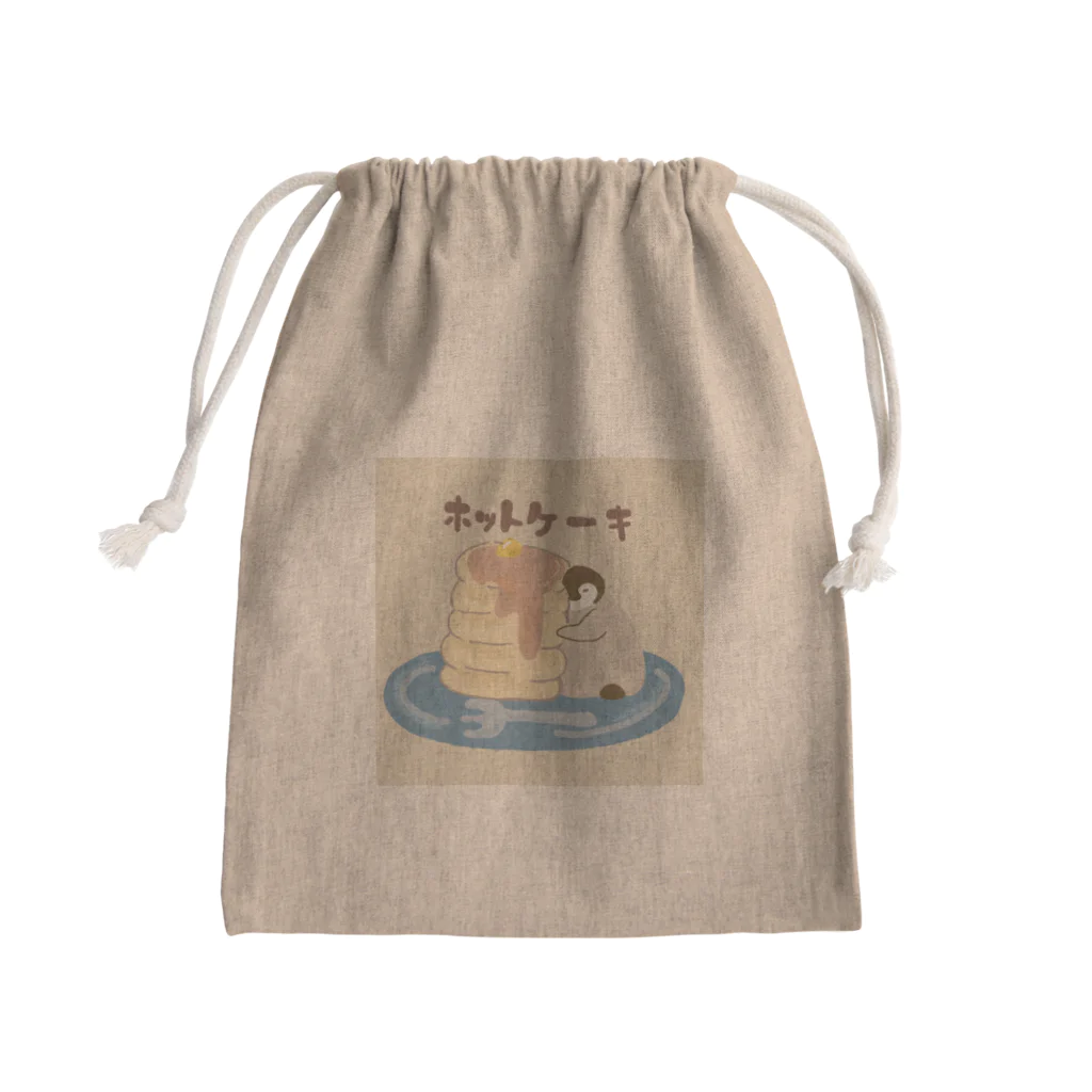 yuruRiのふわふわのホットケーキに抱きつくペンギン Mini Drawstring Bag