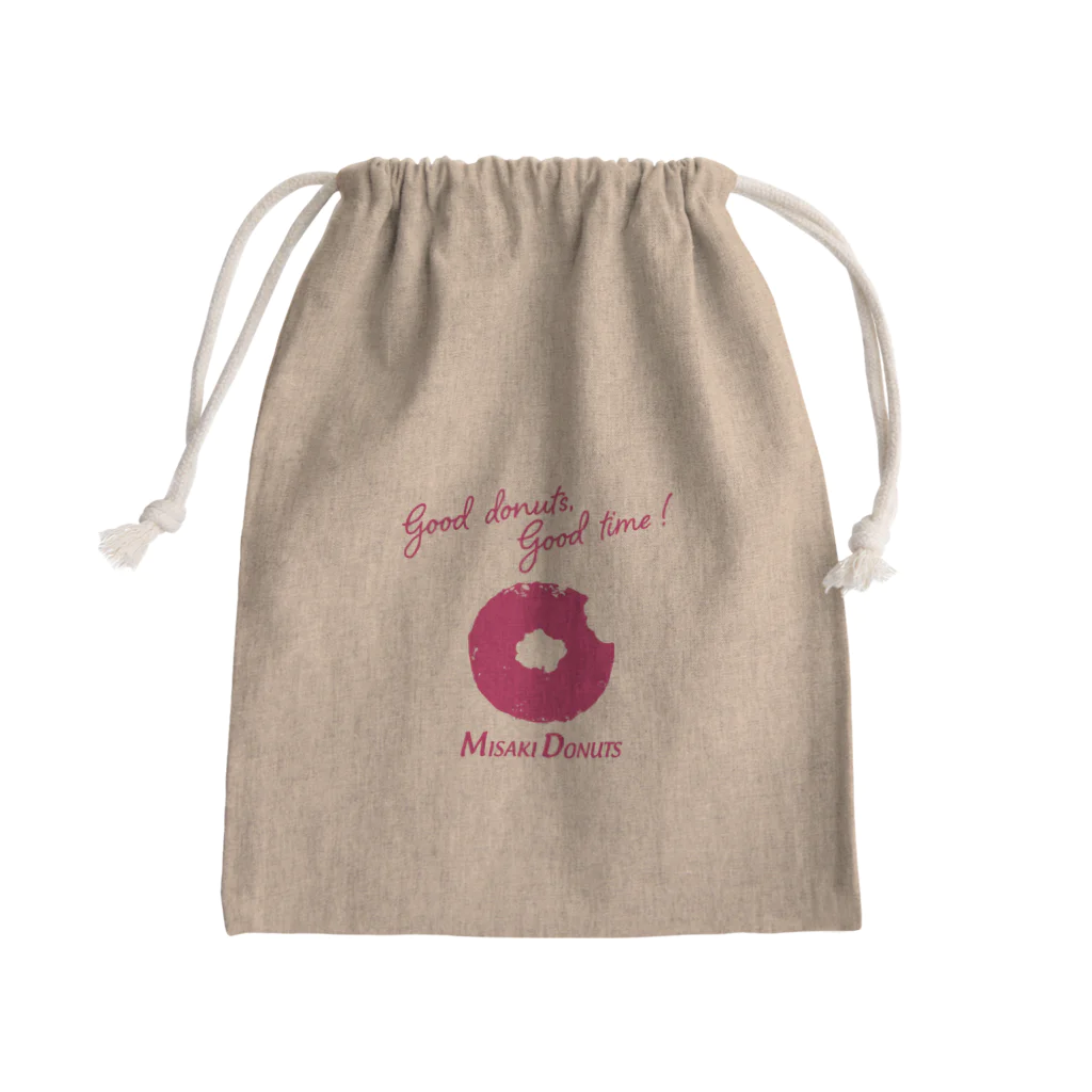 ミサキドーナツ 公式 SUZURI店のgood donuts good time!ロゴ入り Mini Drawstring Bag