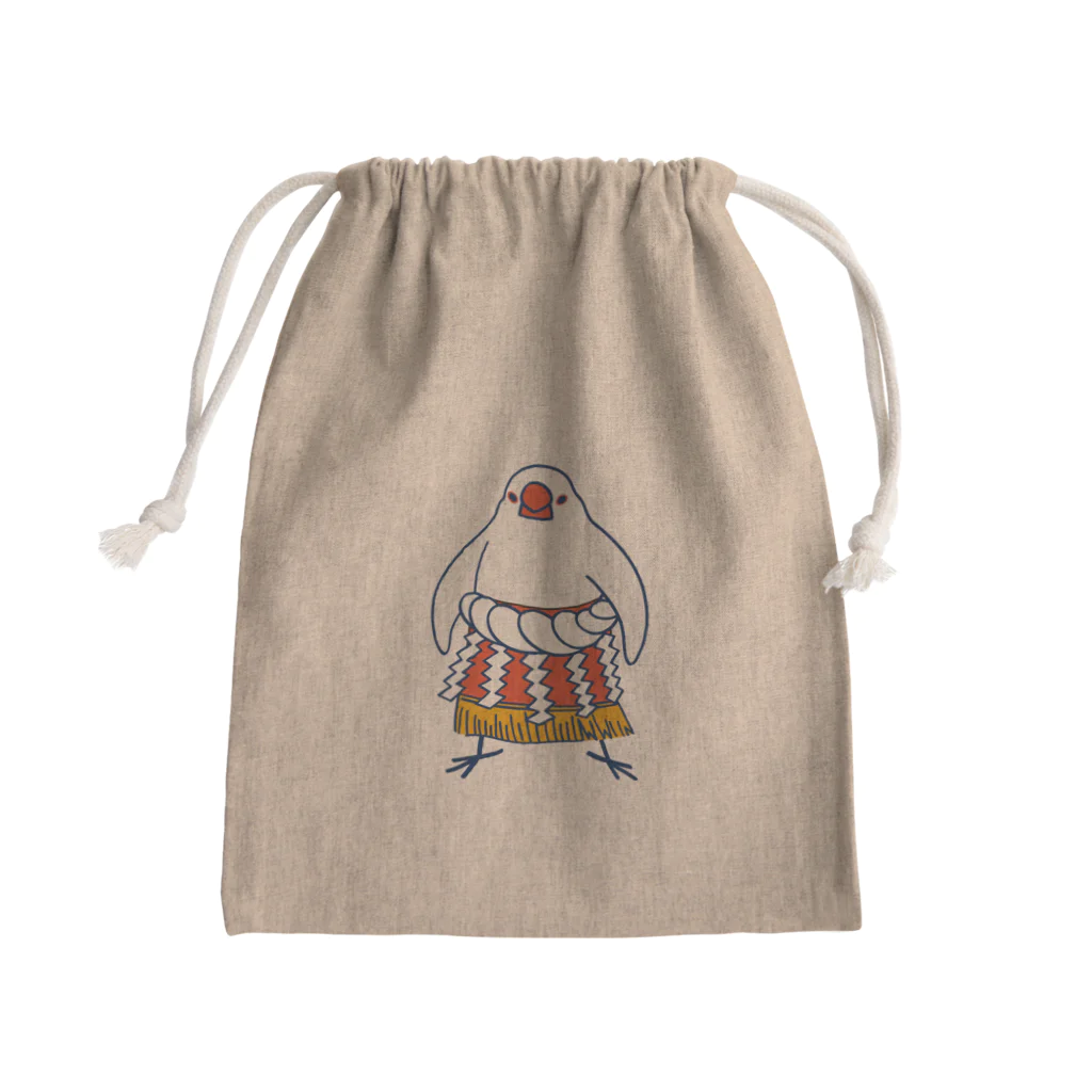 もしもしこちら文鳥のすもう文鳥よこづな　青ライン Mini Drawstring Bag