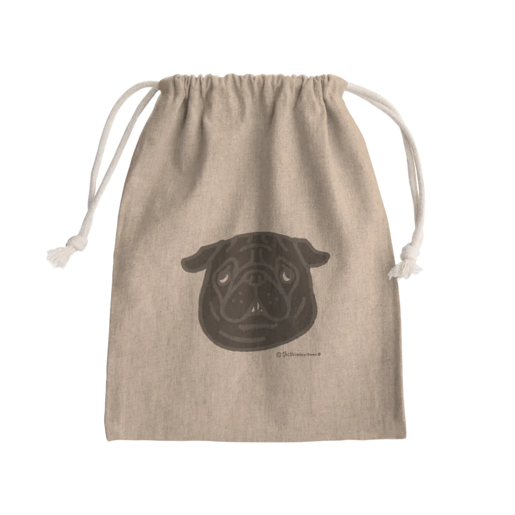 shishimaru-gmenの黒パグちゃん Mini Drawstring Bag