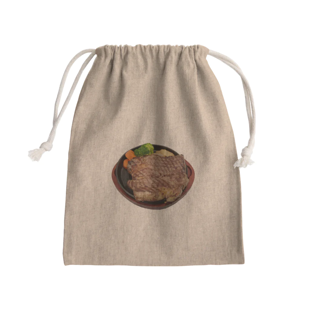 メシテロタイプ（飯テロTシャツブランド）の1ポンドステーキ Mini Drawstring Bag