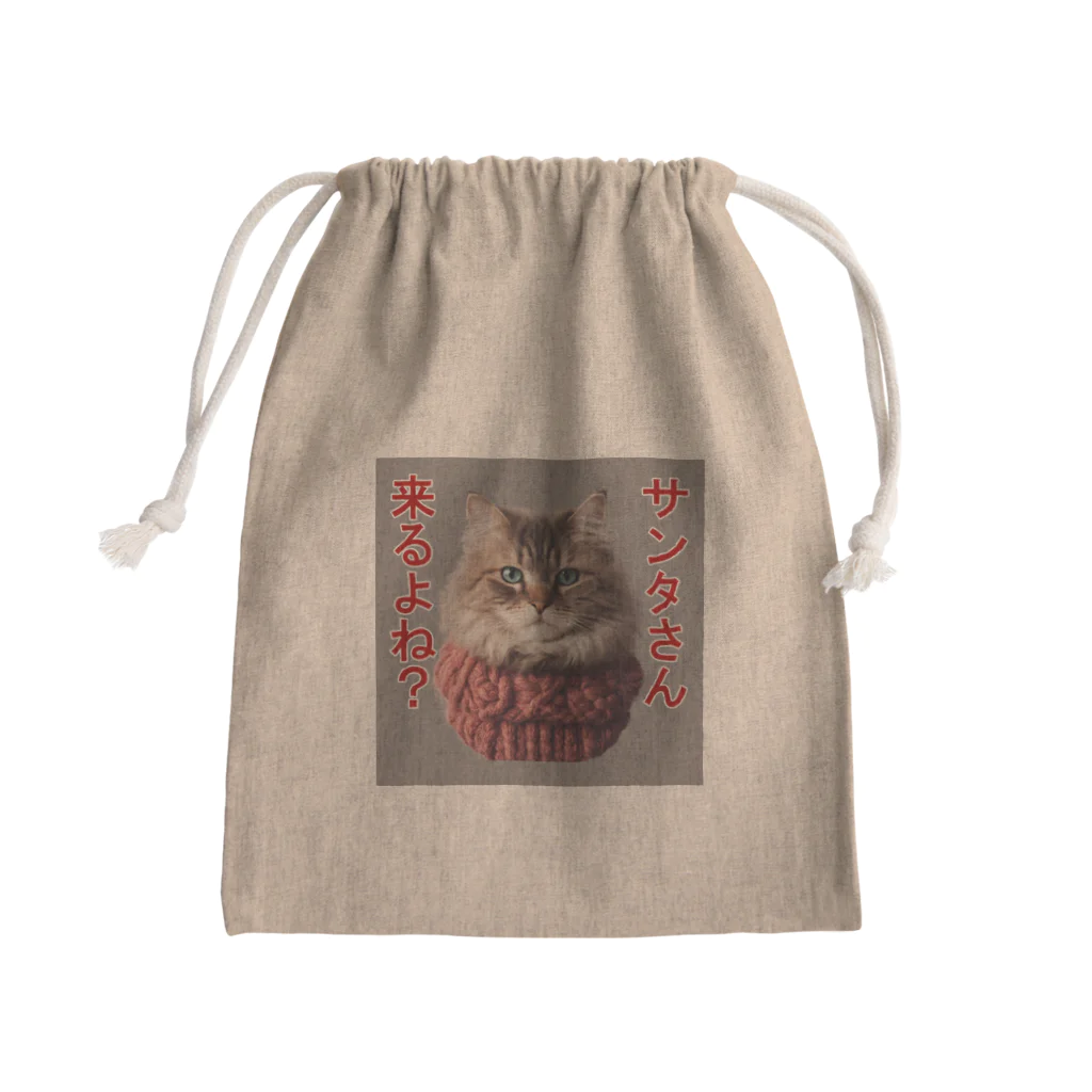 てくのちゃんのサンタを信じてる猫 Mini Drawstring Bag