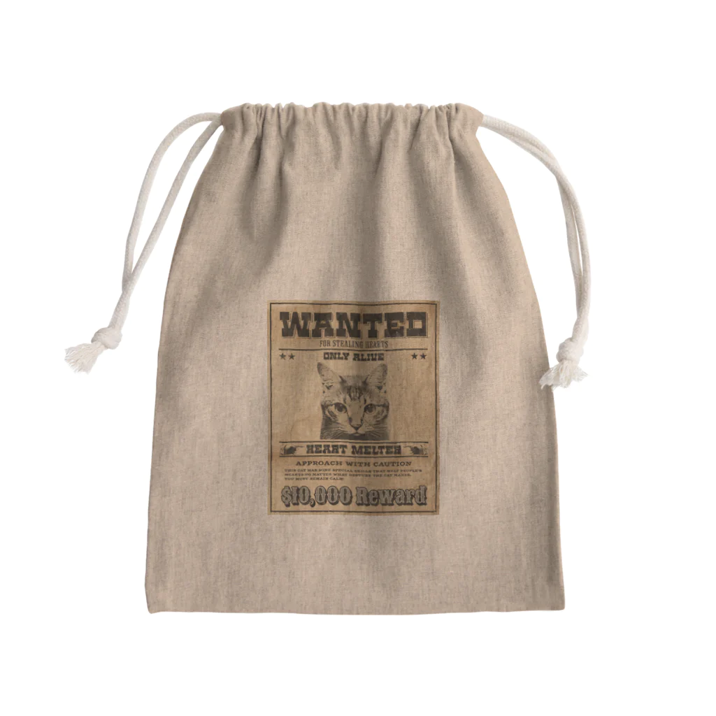 野良猫は星空の夢を見るのWANTED ハート泥棒（舌をだす猫） Mini Drawstring Bag