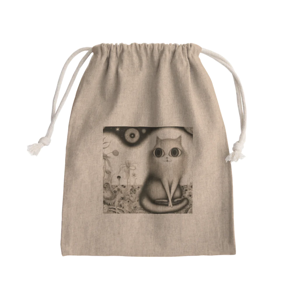 暴走三輪車のパチパチおめめの不思議ねこちゃん Mini Drawstring Bag