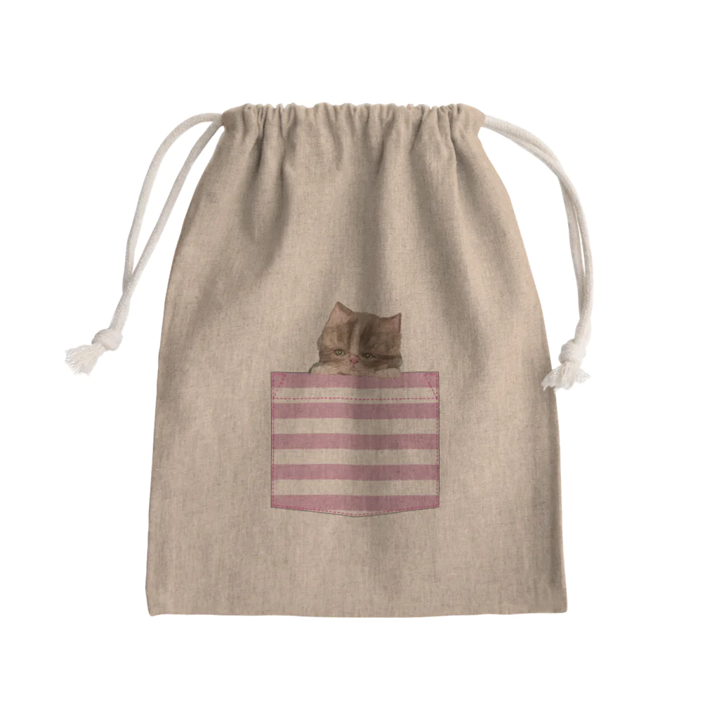 miyuのイラスト雑貨のポッケ猫 Mini Drawstring Bag