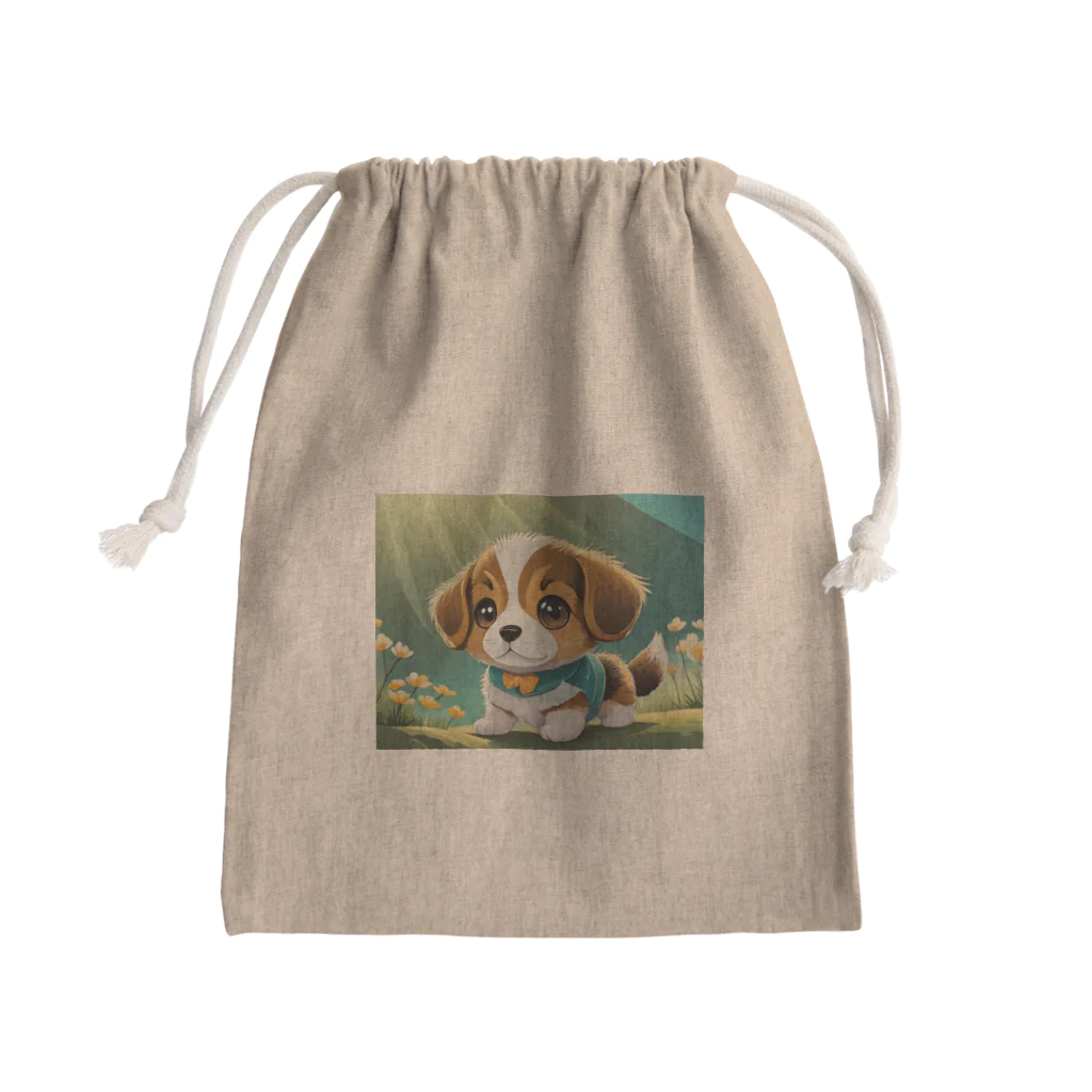 InkCraftsのかわいい子犬 Mini Drawstring Bag