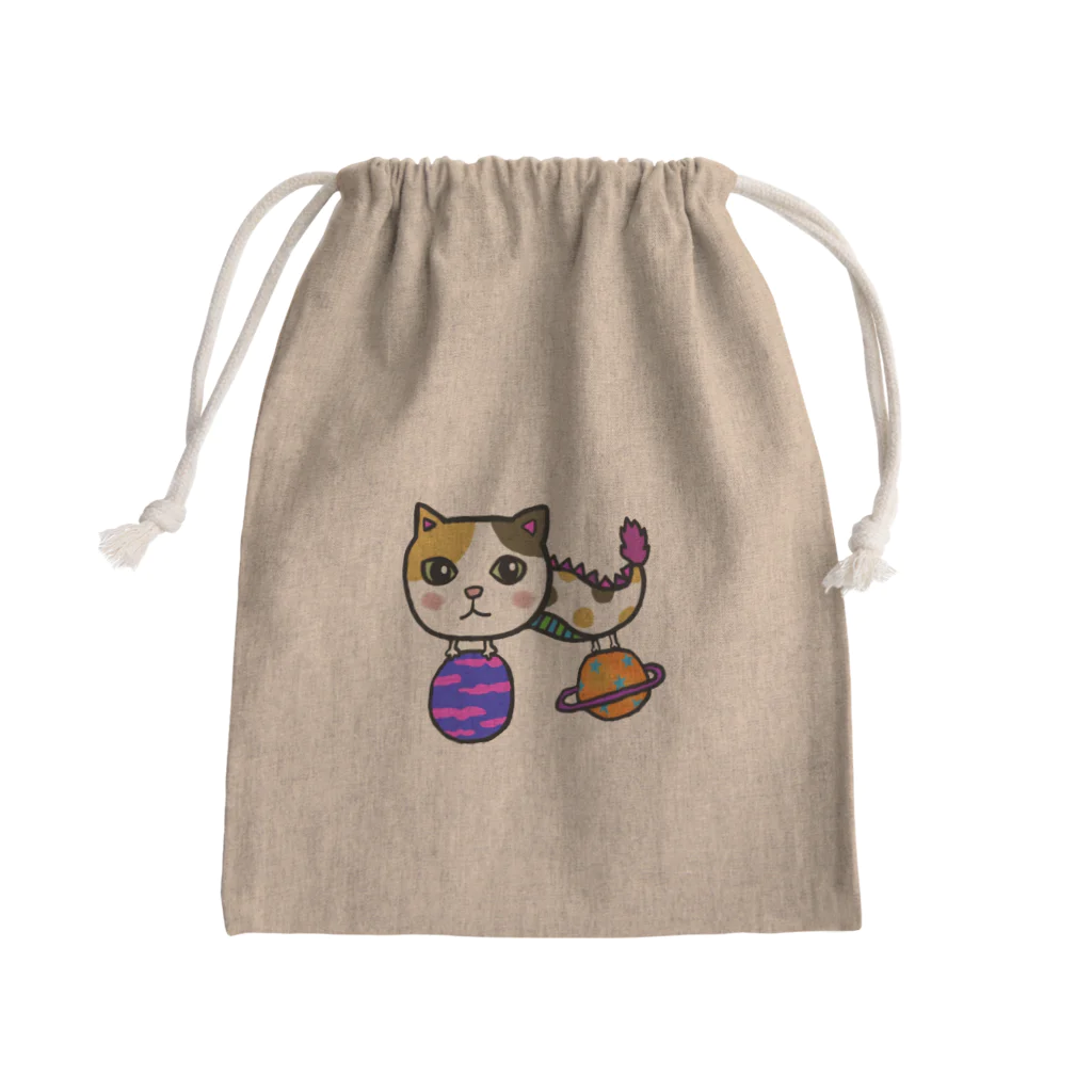 SpiraCosmoのドラ猫シリーズ（宇宙） Mini Drawstring Bag