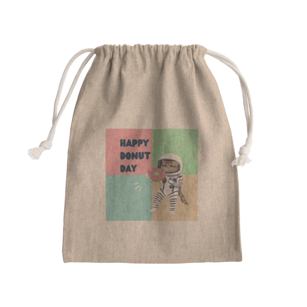 ドーナツ大好きにゃんこのHAPPY DONUT DAY Mini Drawstring Bag