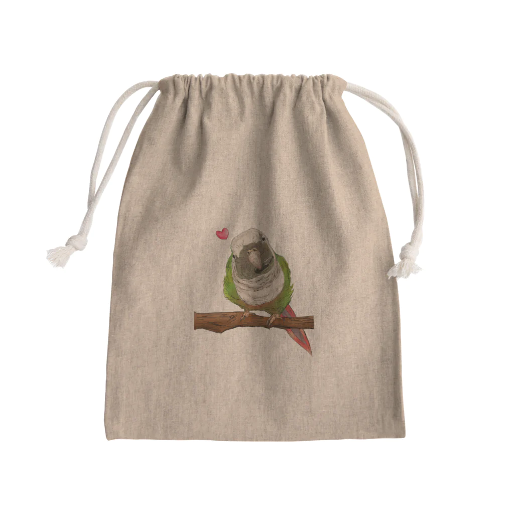 Lily bird（リリーバード）のホオミドリアカオウロコインコ フルカラー① Mini Drawstring Bag