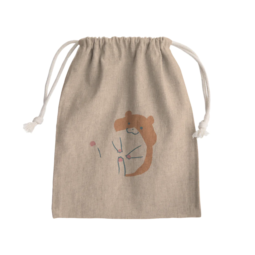 kurun's petit factory By 星咲まゆのぽてっとゆるかわハムスター Mini Drawstring Bag