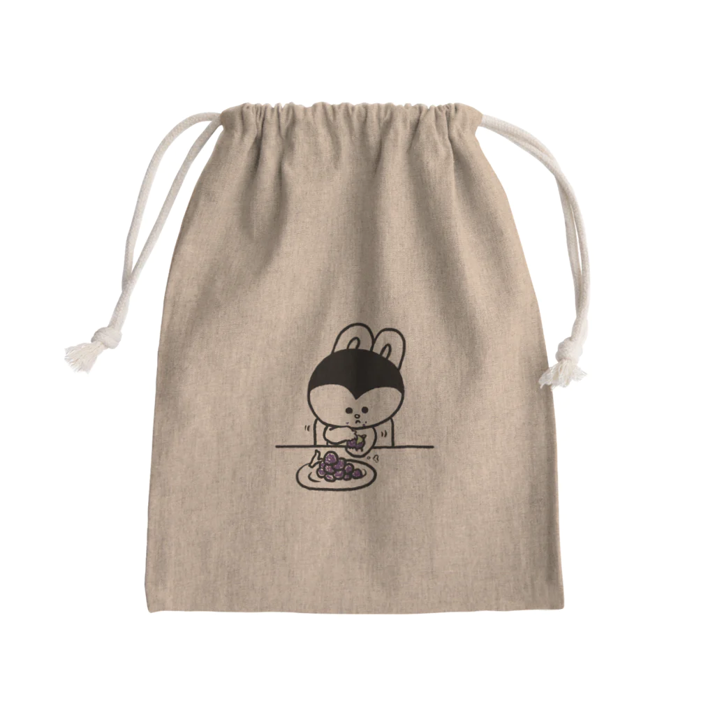 ドラキュラのうさぎの黙々とブドウ Mini Drawstring Bag