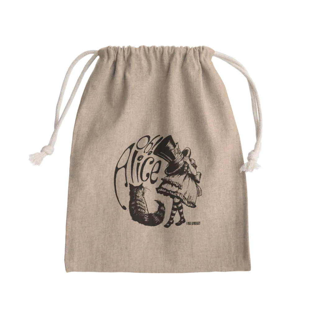 Mai AimheartのOh! Alice巾着（黒文字） Mini Drawstring Bag