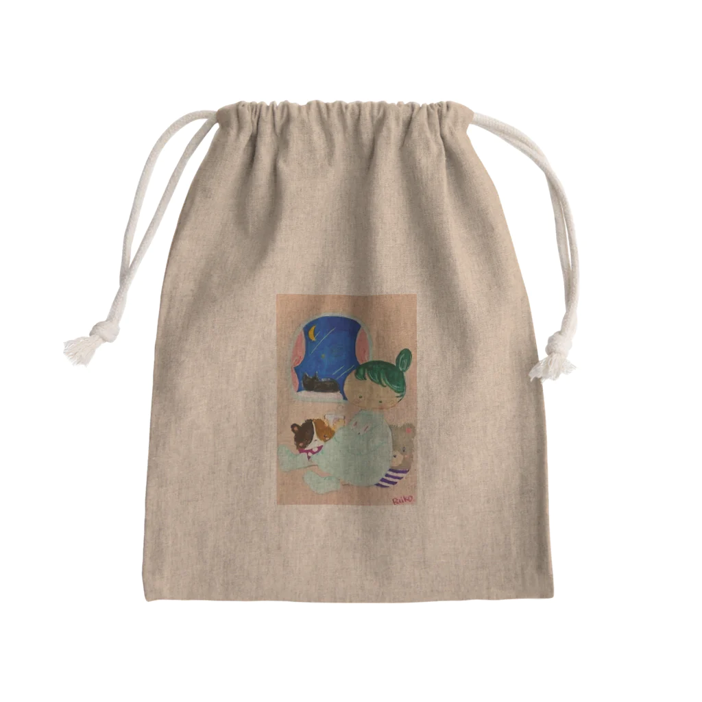 ぷいこのおみせの秋のヨナガちゃん。 Mini Drawstring Bag